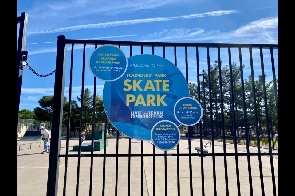 Local teens spending an afternoon at the Founders' Park Skate Park during fall break 2021.