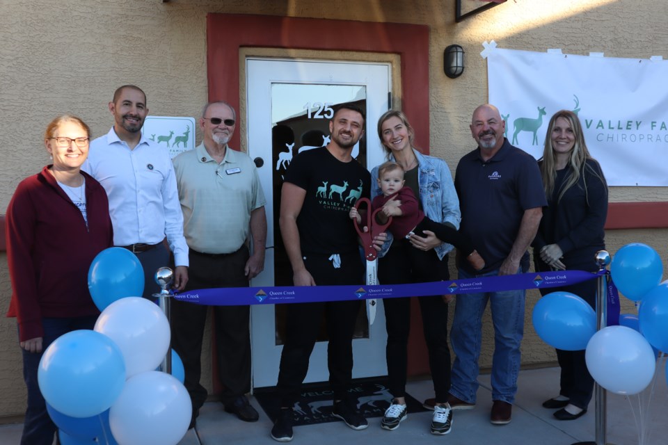 Family owned and operated Valley Family Chiropractic celebrated its grand opening Dec. 8, 2022 with a Queen Creek Chamber of Commerce ribbon cutting ceremony.