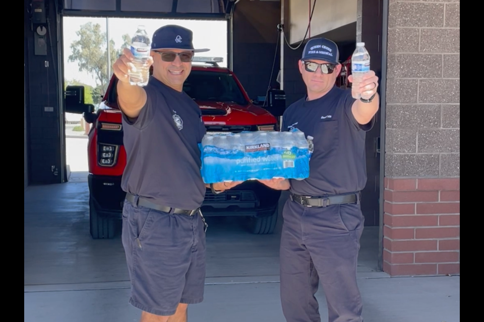 As temperatures rise, the Queen Creek Fire and Medical Department, in partnership with For Our Town, is hosting a bottled water drive to provide essential hydration to those most at risk during the extreme heat.