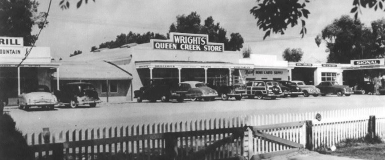 According to an article from the San Tan Historical Society archives, on the night of March 31,1949 two unidentified persons broke into Wright’s Market at Queen Creek making off with the safe and its contents valued at more than $900.