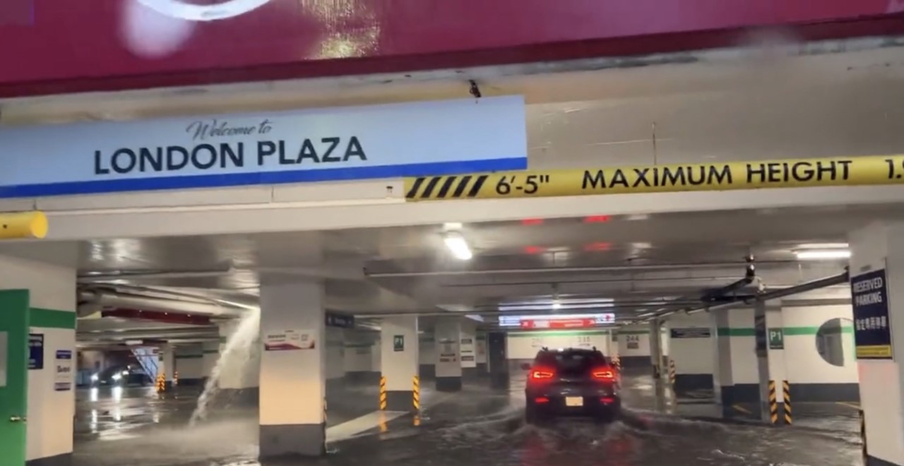 Video Massive waterfall flood spotted at Richmond parking lot