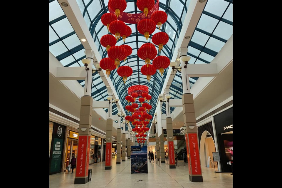 Chinese New Year decorations at Cadillac Fairview at Richmond Centre. 