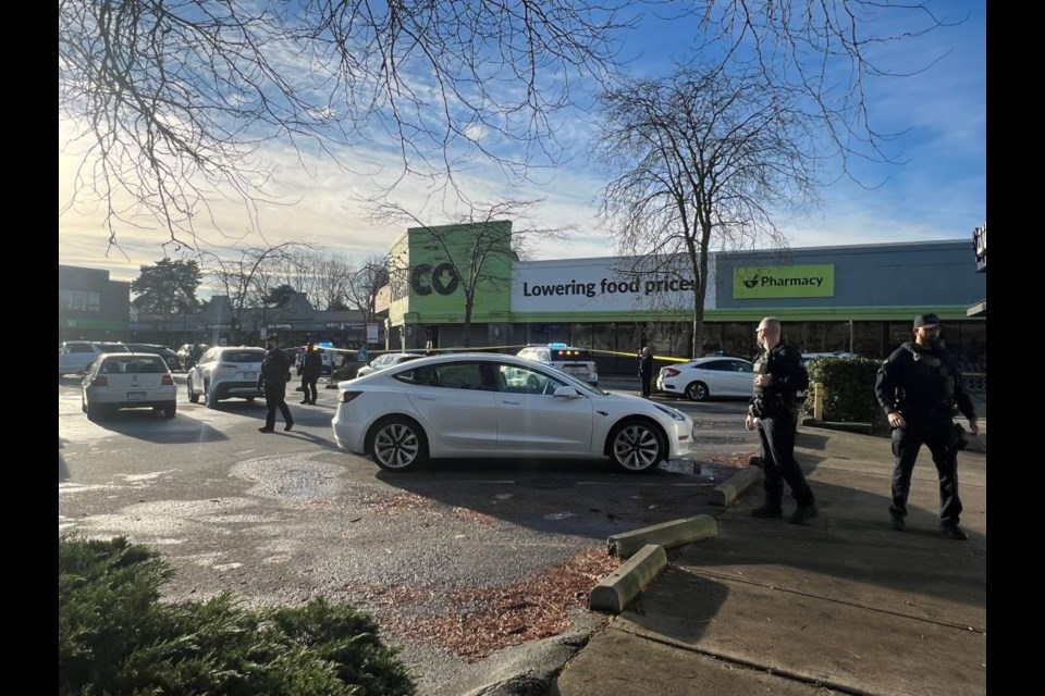 Police were taping up the FreshCo grocery store at No. 3 and Williams roads on Wednesday afternoon.