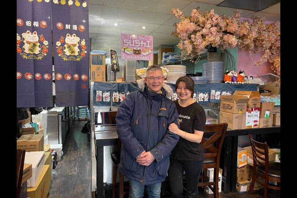 Richmond couple Jimmy Lee (left) and Sylvia Tam opened Richmond Sushi Lovers in 2018.