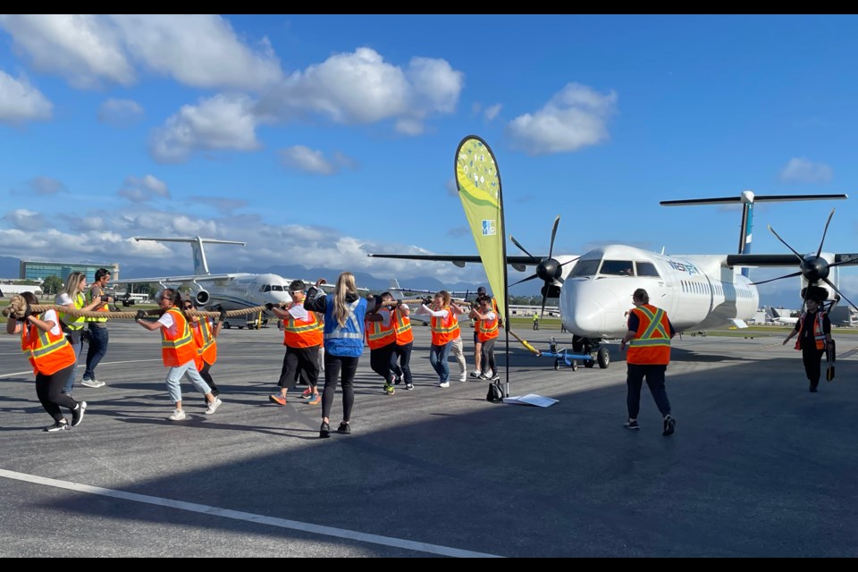 Teams gathered at YVR’s south terminal for the second annual Haul of Hope plane pull for vital medical care.