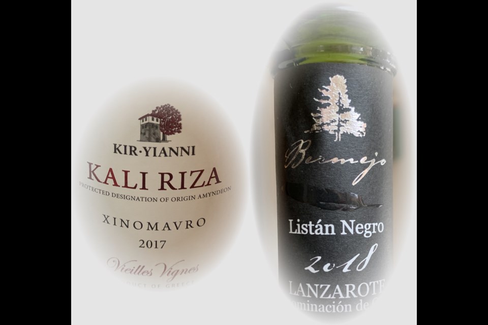 Kir-Yianni Xinomavro from mountainous Greece and Bermejos Listán Negro from the volcanic Canary Islands.