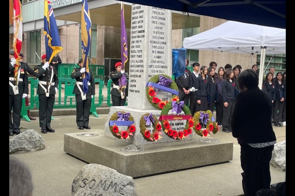 Wreathes were laid to commemorate two Japanese Canadian soldiers from Richmond.