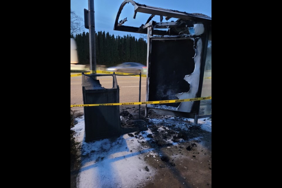 There's not much left of this bus shelter on Steveston Highway in Richmond