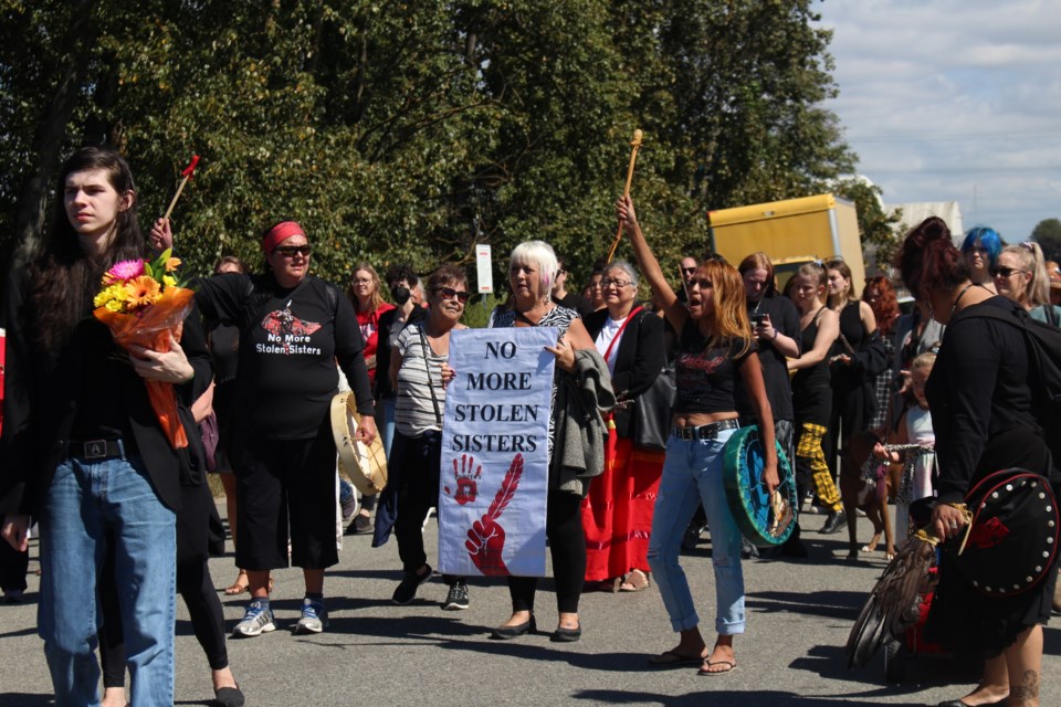 Around 100 people gathered at Shelter Island Marina on Saturday afternoon to honour and call for justice for Tatyanna Harrison, Noelle (Ellie) O'Soup and Chelsea Poorman.