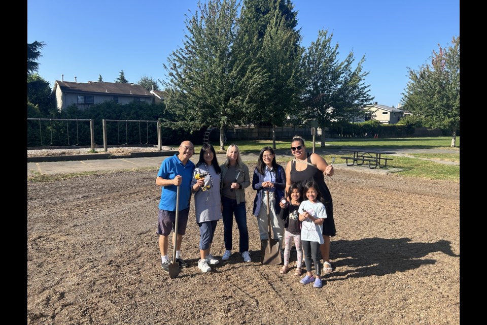 Parents and PAC members at the James Thompson Elementary playground site