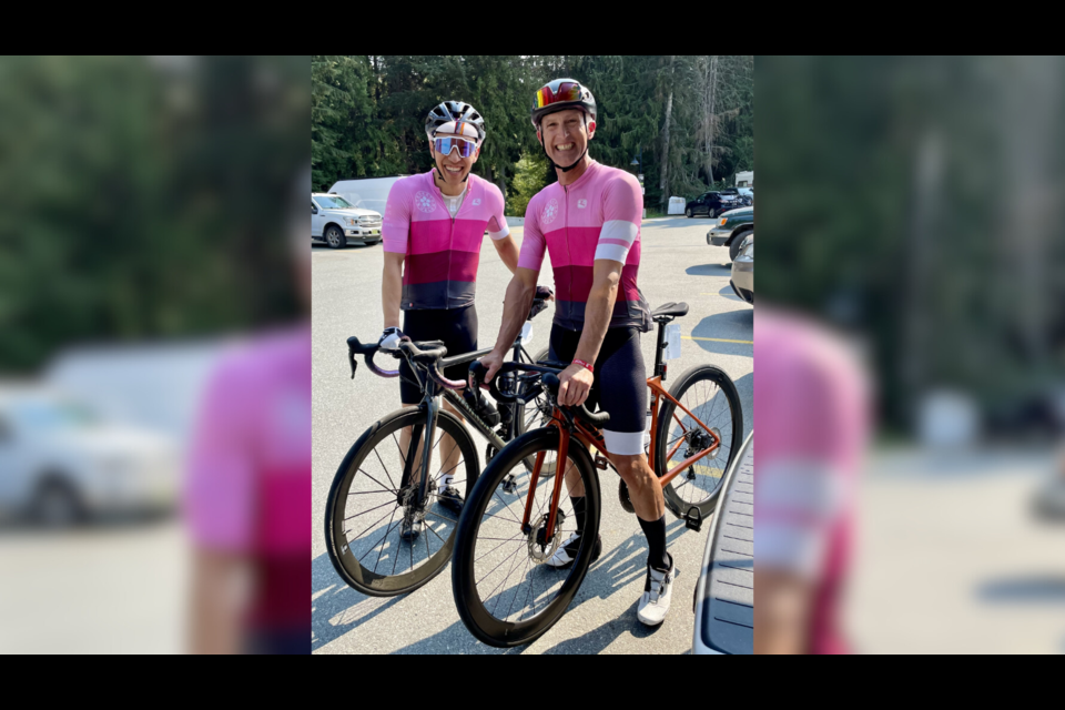 Osmond Tsang (left) and Ben Nickerson prior to their descent back to the base of Grouse Mountain