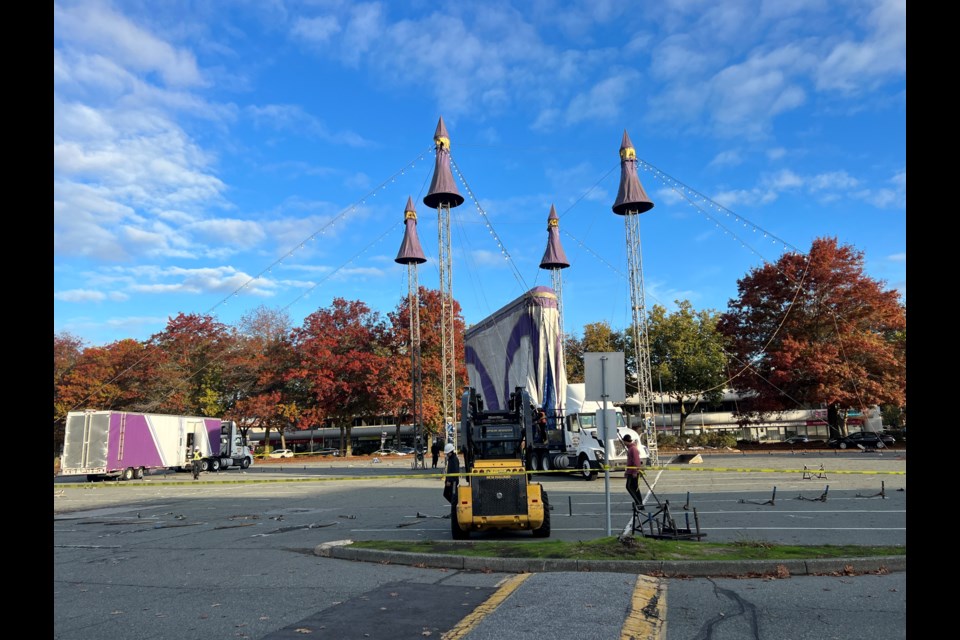 Set up for the big top is well underway outside Lansdowne Centre.