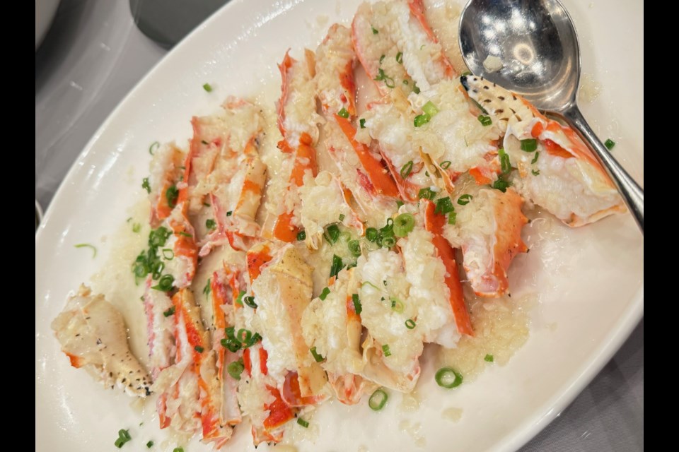 : Alaska King Crab is traditionally served in Chinese restaurant steamed with garlic