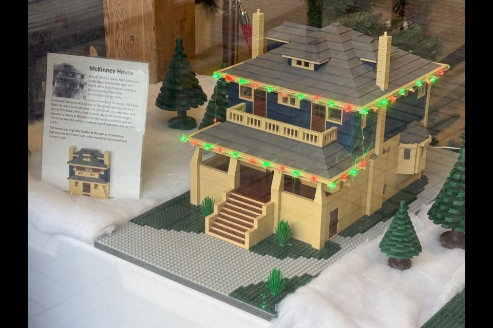 The 1914 McKinney House, depicted in Lego, is on display during December at the Steveston Tram Museum.