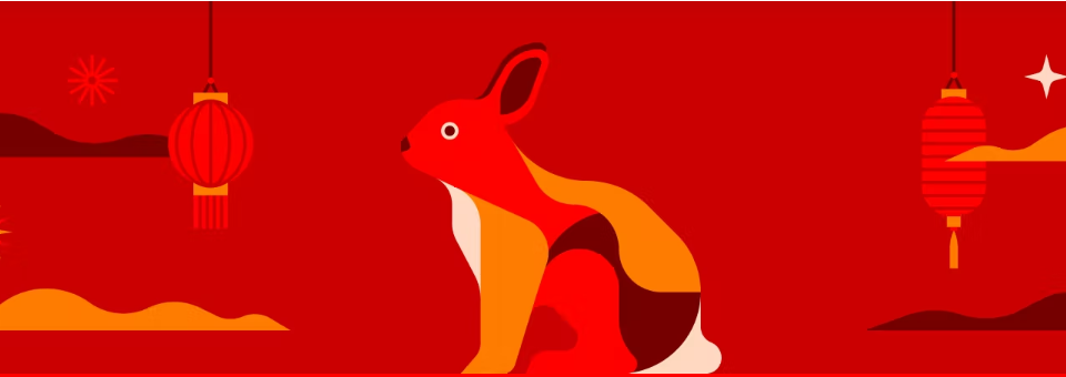 Chinese New Year banner. Year of rabbit zodiac sign.