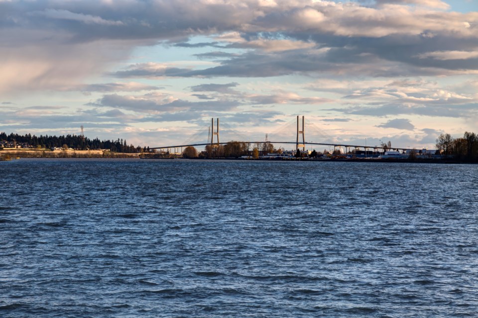 Fraser River looking towards Alex Fraser Bridge