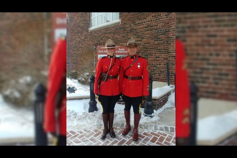 Richmond RCMP Const. Tara Joubert with her father, Guy Joubert,  a retired Sergeant with E Division Federal Serious Organized Crime Unit, who still works with the unit as a reservist.