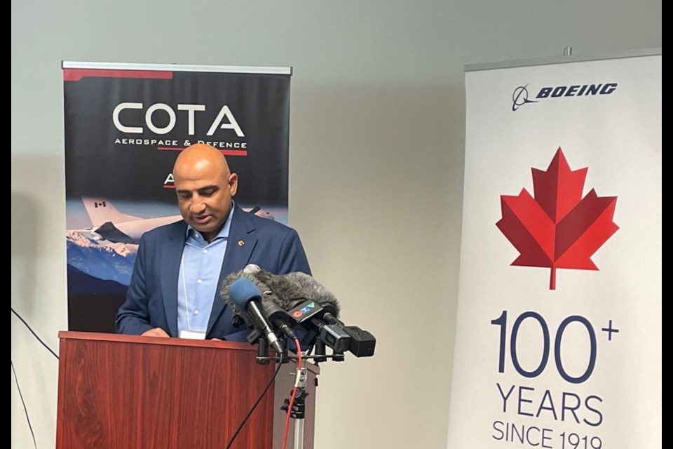 MP Parm Bains was at an announcment Wednesday about $48 million being invested at the Richmond Boeing site to support the procurement of 14 Poseidons.