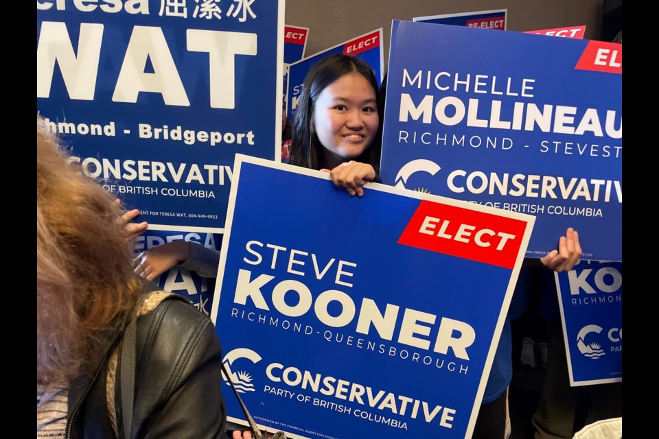 BC Conservative Party candidate signs during provincial election campaign.