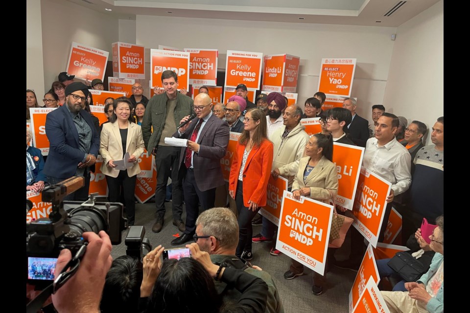 David Eby and the four BC NDP candidates were at an election kickoff rally in Richmond on Saturday.