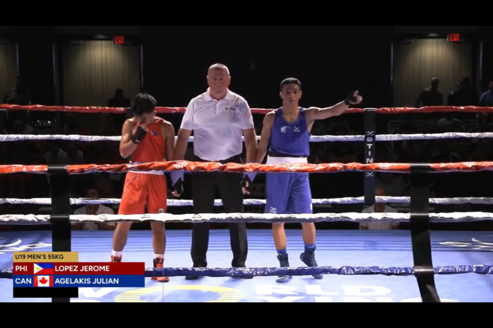 Julian Angelakis defeating Filipino boxer Jerome Lopez