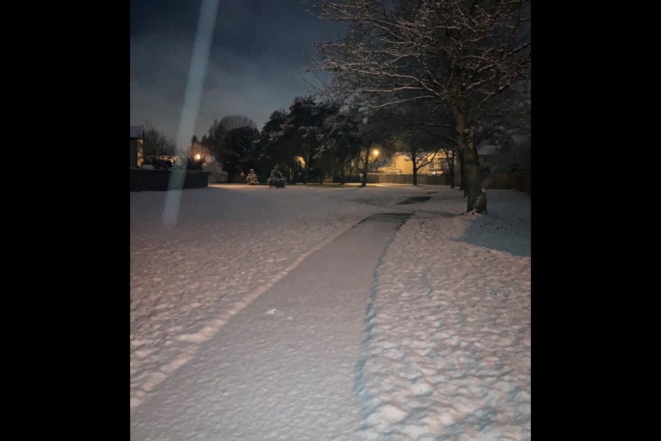 A snow-covered Steveston this morning