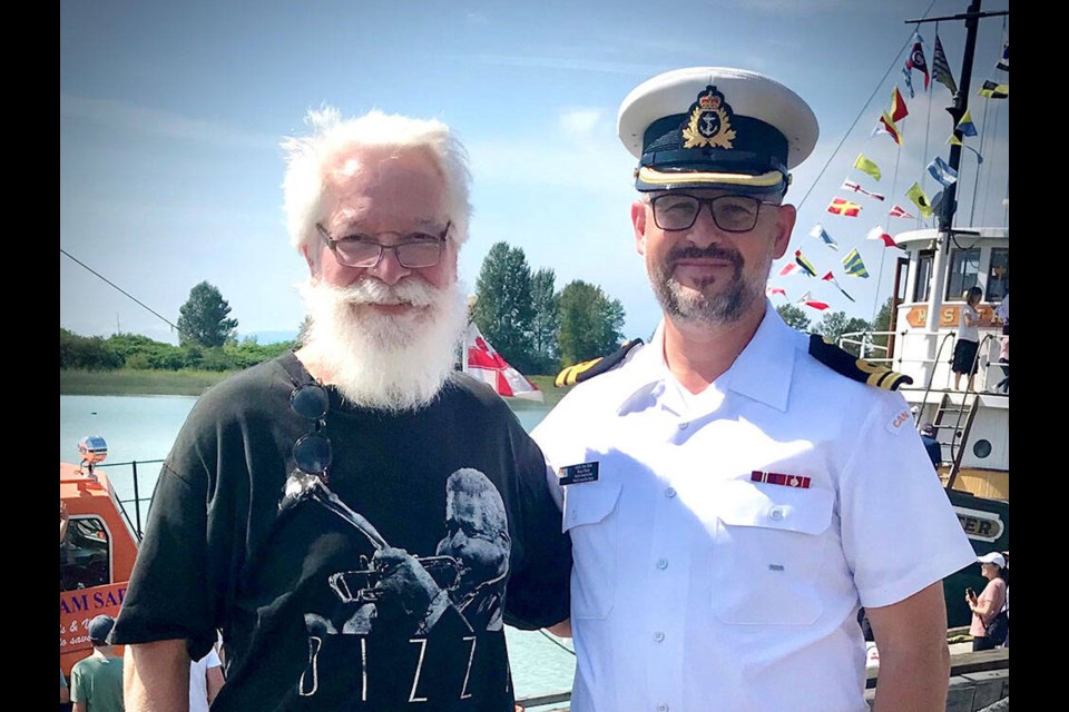 Len Kay, Richmond school music teacher (left), said he’s “very proud” of his former student Lieut. Benjamin van Slyke, who’s leading the Naden Band at the maritime festival. 
J. Holden photo