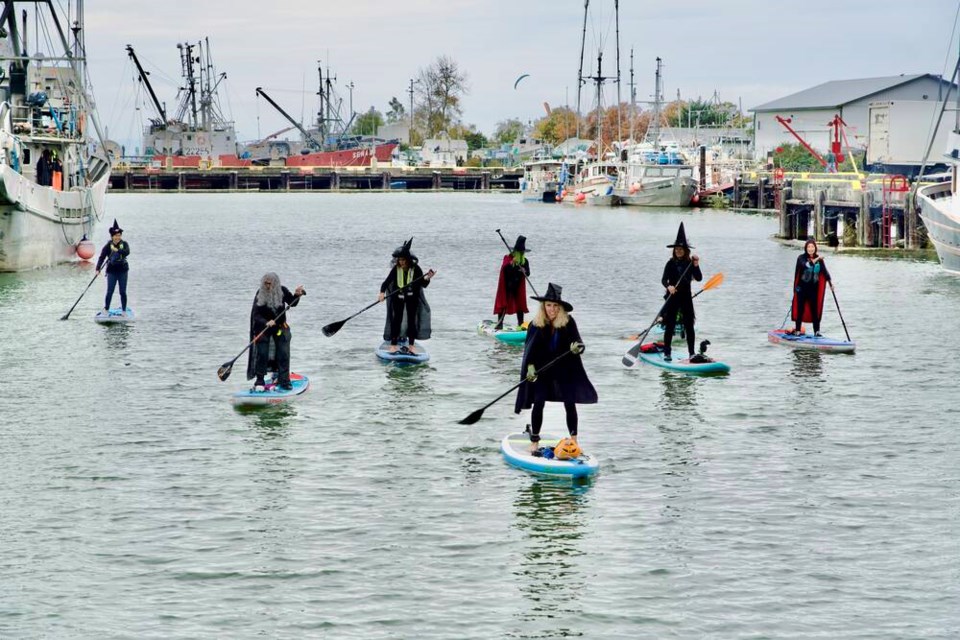 Witches and a pirate were spotted on paddleboards in Steveston over the weekend. Grant McMillan photo 