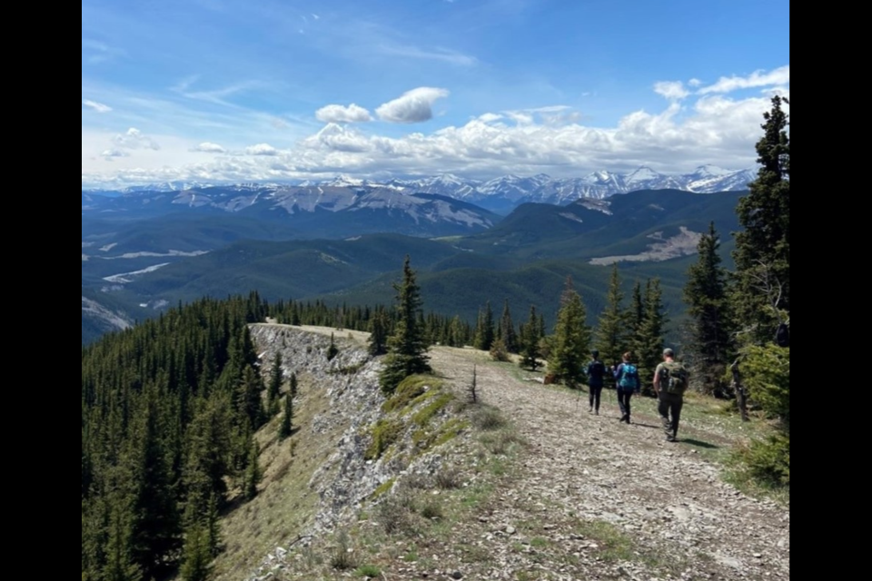 People hike along a ridge on Prairie Mountain trail.  PHOTO COURTESY GOVERNMENT OF ALBERTA