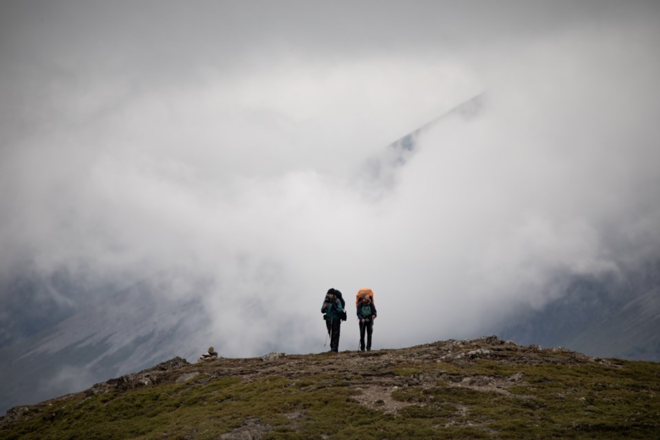 Meghan J. Ward and Jane Marshall at Maligne Pass in August 2023. NAT GILLIS PHOTO
