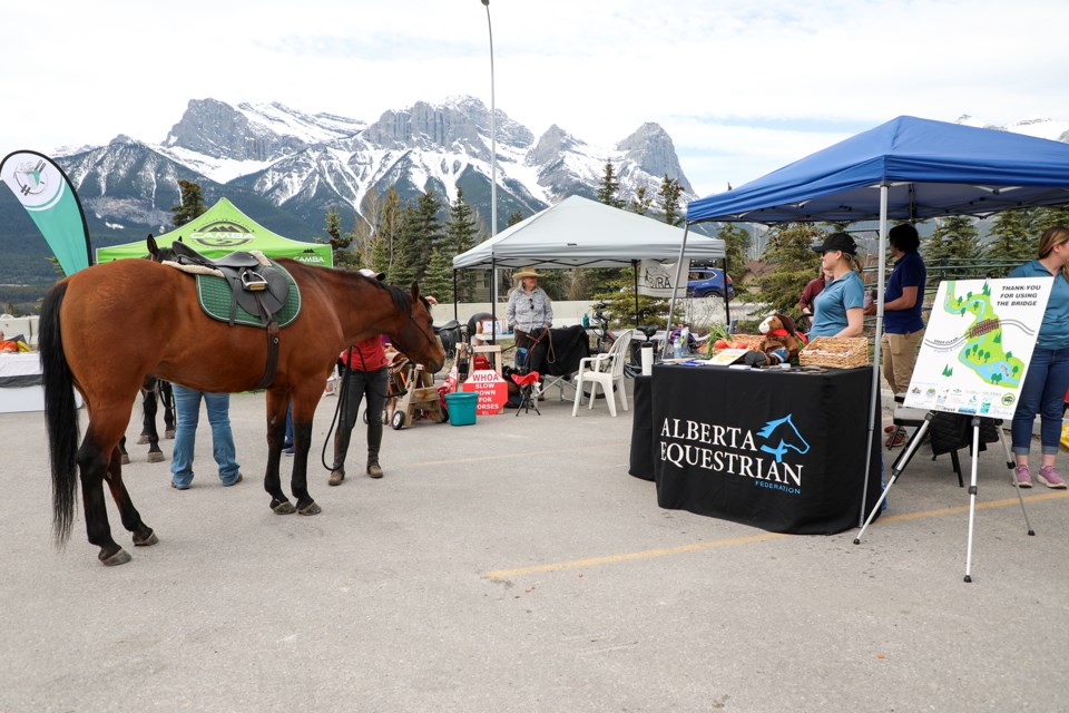 Bow Valley Riding Association collaborates with the Alberta Equestrian Federation and partners Canmore and Area Mountain Bike Association, WildSmart and the Alpine Club of Canada to host the second annual Share the Trails event at the Cougar Creek parking lot in Canmore on Saturday (May 11). JUNGMIN HAM RMO PHOTO