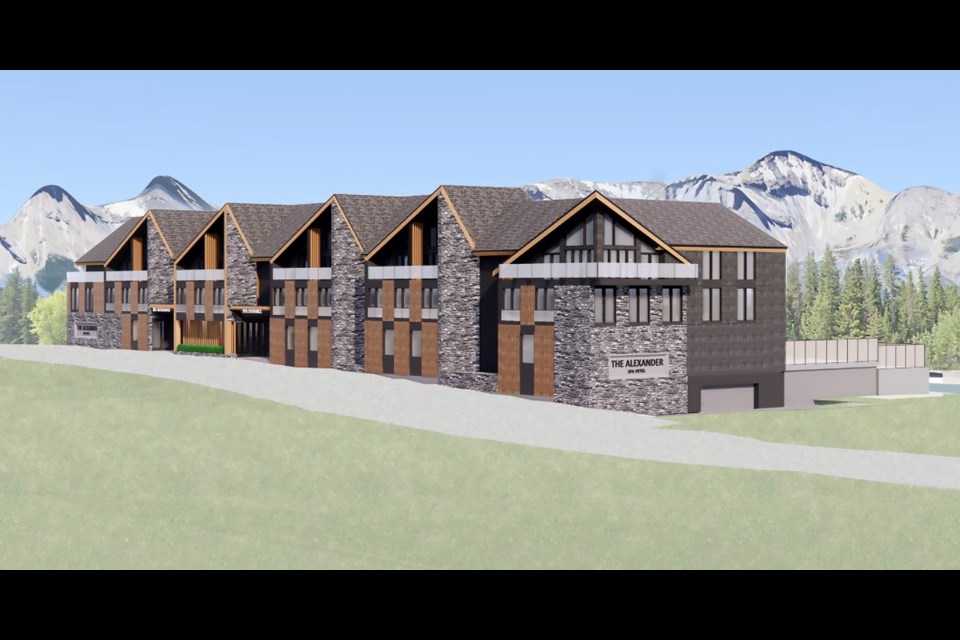 An architectural design of the Alexander Hotel in Spring Creek Mountain Village. The 45-unit visitor accommodation and health and wellness spa was approved by Canmore Planning Commission on Wednesday (June 19). HANDOUT