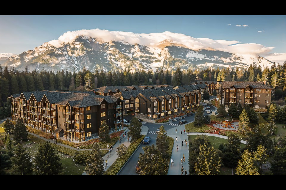 An architectural design of The Altitude at Three Sisters Mountain Village that will be located in The Gateway mixed-use area. The 239-unit residential project was approved by Canmore Planning Commission Wednesday (June 19). HANDOUT