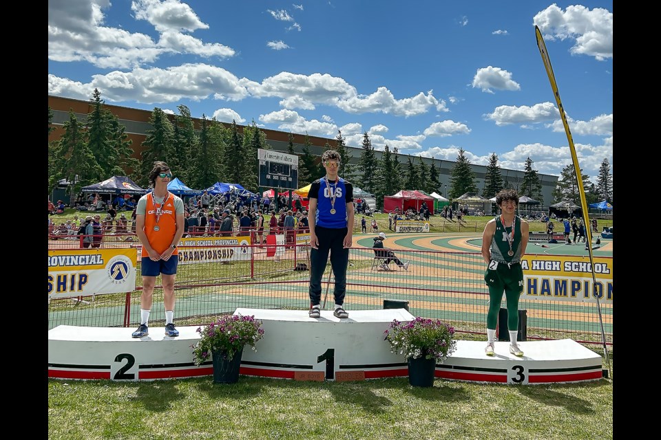 Lukas Boruta took home gold in the 100m hurdles event at provincials in Edmonton. SUBMITTED