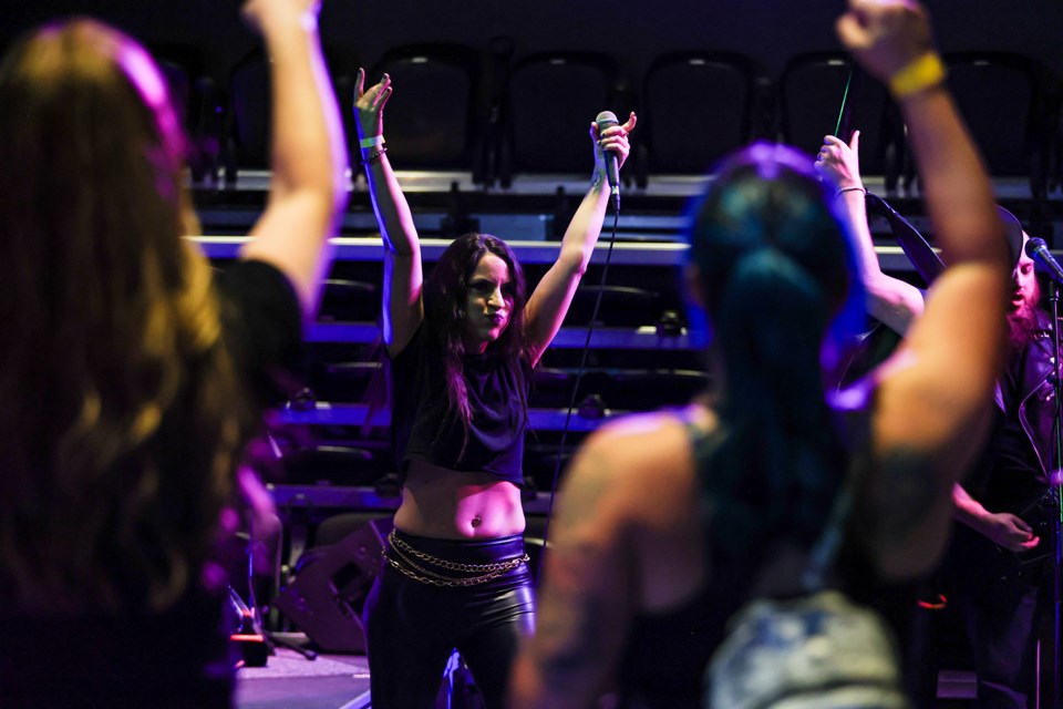 The Astral Prophets lead singer Staci Allen performs at the Alternative, Metal & Punk Festival (AmpFest III) at artsPlace in Canmore on Saturday (July 6). JUNGMIN HAM RMO PHOTO