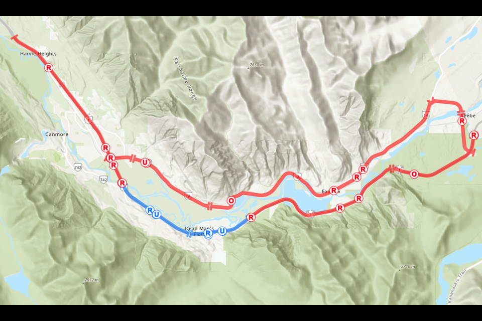 A map from the province's Alberta Wildlife Watch website of wildlife crossings and exclusion fencing projects in the Bow Valley area. 

SCREENSHOT