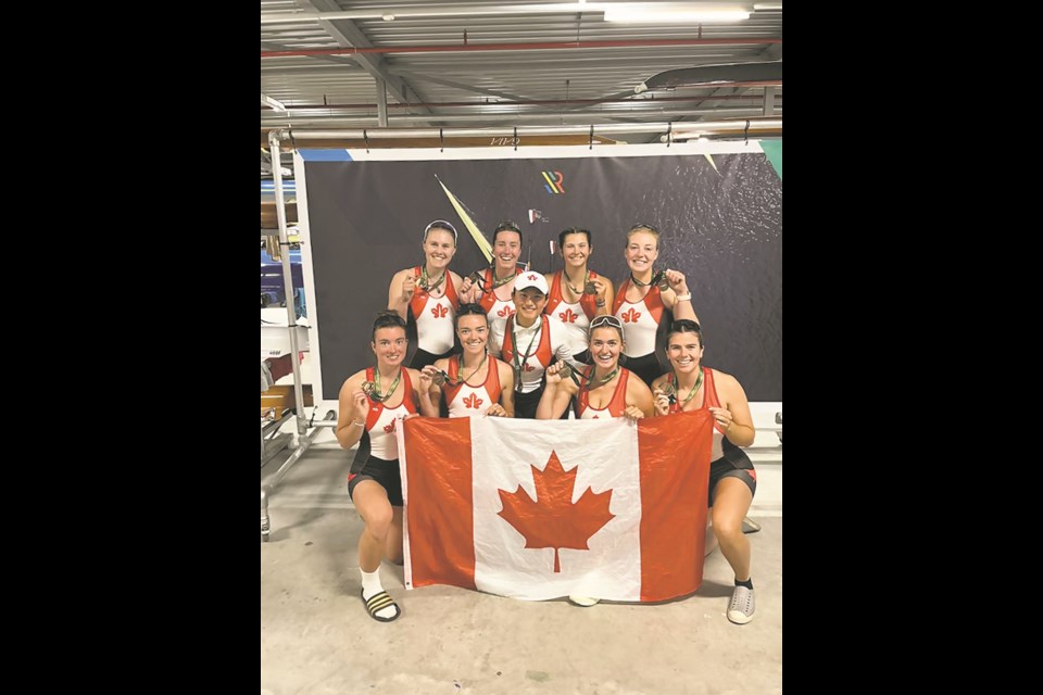 Team Canada, including Canmore's Mikaela Holthuis, won bronze in the finals of the FISU World Championship rowing in Rotterdam, The Netherlands on July 5, 2024.