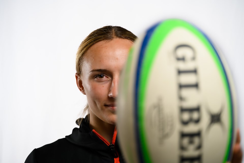 Krissy Scurfield, team Canada rugby player, poses for a portrait in Canmore at the Rocky Mountain Outlook office on Monday (May 13). MATTHEW THOMPSON RMO PHOTO