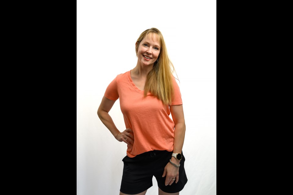 Olympic broadcaster and retired alpine ski racer Kelly VanderBeek poses for a portrait in Canmore at the Rocky Mountain Outlook office on Monday (July 15). MATTHEW THOMPSON RMO PHOTO