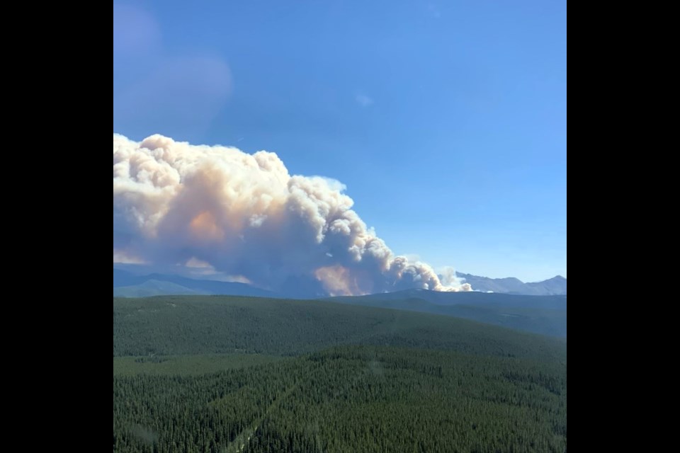 Smoke billows from a wildfire burning nine kilometres northwest of Big Horn reserve, part of Îyârhe (Stoney) Nakoda First Nation.

ALBERTA WILDFIRE PHOTO