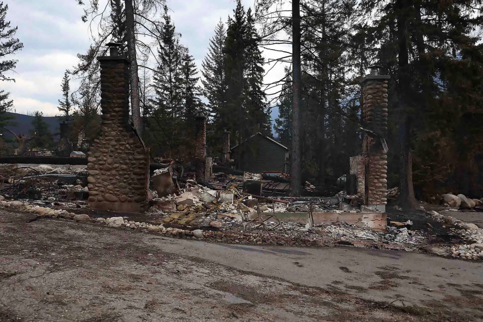 The remnants of Tekarra Lodge cabins in a photo released by Parks Canada on August 1, 2024 of damage caused by wildfire in Jasper. PARKS CANADA PHOTO