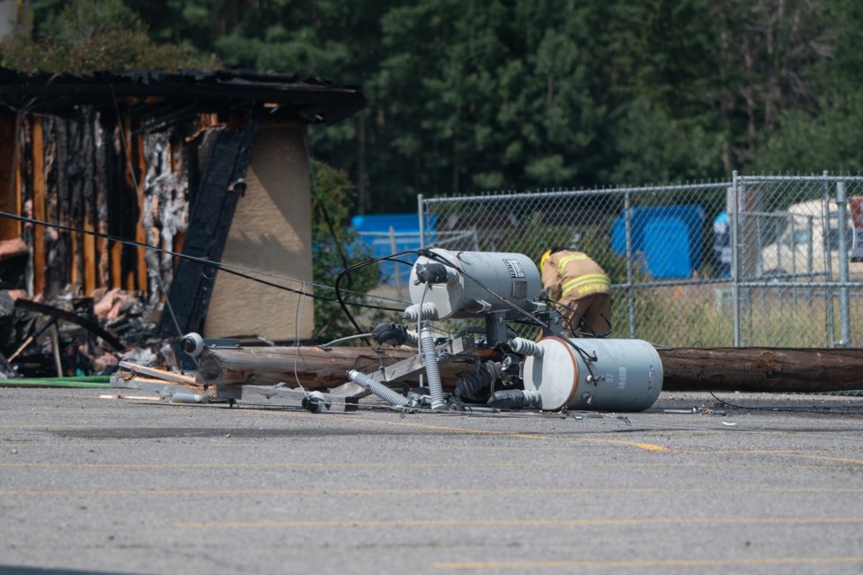 A downed transformer in Dead Man's Flats lays near the site of a structure that caught fire on Thursday (Aug. 8). 

MATTHEW THOMPSON RMO PHOTO