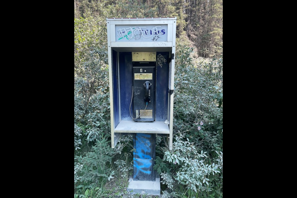 A TELUS payphone in Spray Lakes Provincial Park in Kananaskis Country is set to be removed by Sept. 5 to make way for a free, community phone. CATHY ELLIS RMO PHOTO