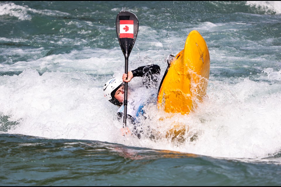 Paris 2024 Olympian Lois Betteridge takes on the rapids during the freestyle event at the 2024 National Whitewater Championships in Kananaskis on Wednesday (Aug. 14). JUNGMIN HAM RMO PHOTO 