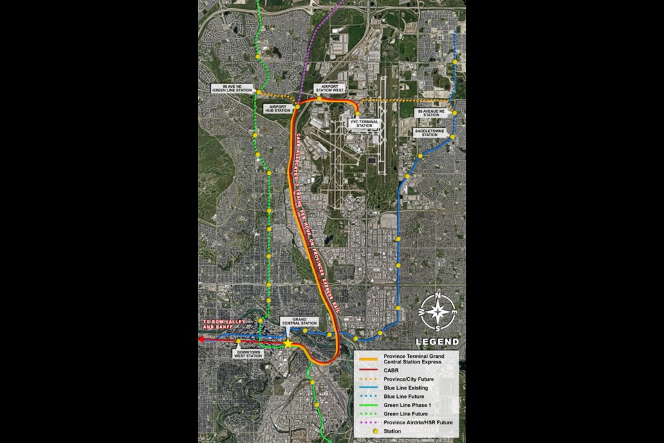 Revised No Cost Calgary To Banff Rail Deal Hinges On Province S Rail   20240820 Calgary Banff Rail Project Map ;w=960;h=640;bgcolor=000000