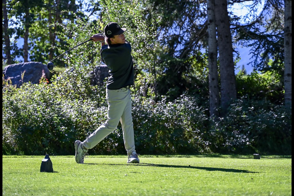 Wyatt McDonald drives his ball down the fairway in the south-central high school golf zones tournament at the Canmore Golf and Curling Club on Monday (Sept. 16). MATTHEW THOMPSON RMO PHOTO