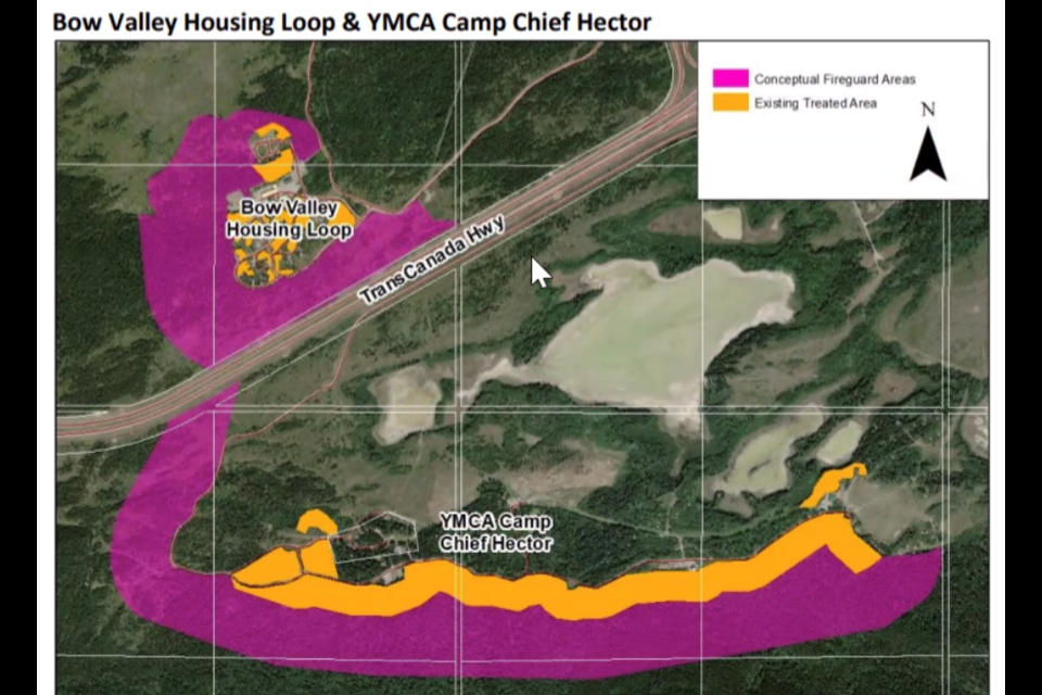 A conceptual map of fireguard plans for the housing loop in Bow Valley Provincial Park and YMCA Camp Chief Hector in Kananaskis Country.

SCREENSHOT