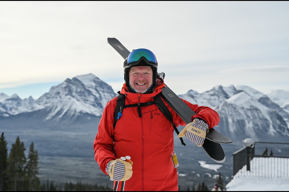 Noah Jacobs poses for a portrait at  Lake Louise Ski Resort where he marked off his 96 consecutive month of skiing on Saturday (Nov. 16). MATTHEW THOMPSON RMO PHOTO