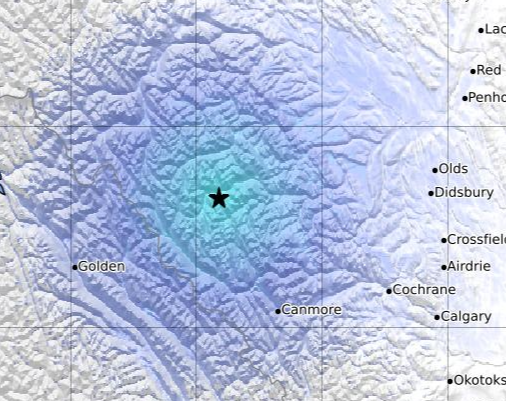 4.2 The size of the earthquake hits the Panf National Park in Alberta