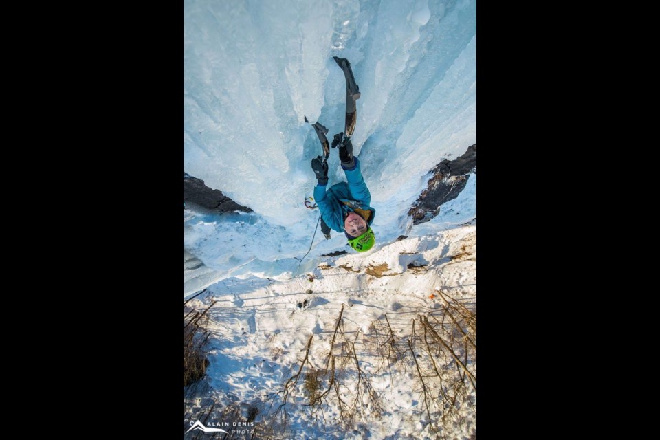 Canmore resident and author Margo Talbot ice climbs in Quebec. 	Alain Denis Photography